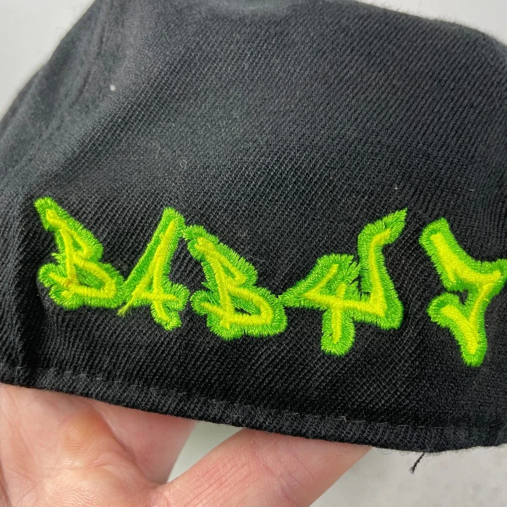Lids Y2k Hat Baby Script Black Green Fitted 6 7/8 to 7 1/4 Vintage Graffiti